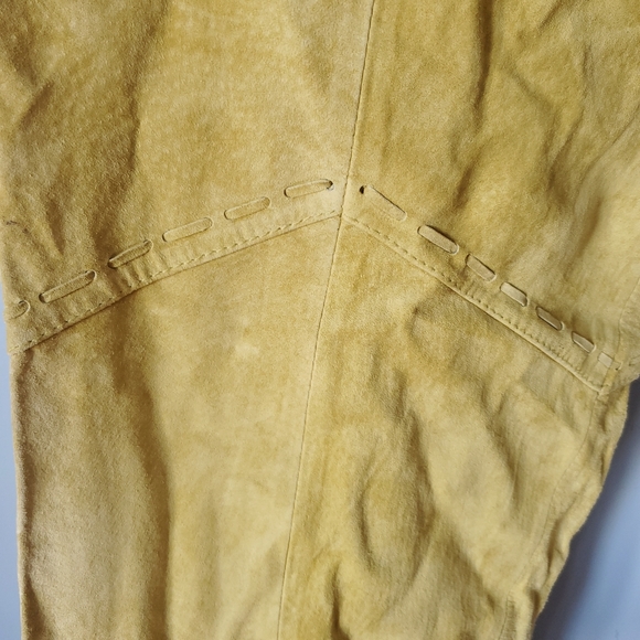 Amazing lemon yellow super soft suede vintage pants 33 inch waist - Picture 2 of 6